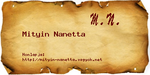 Mityin Nanetta névjegykártya
